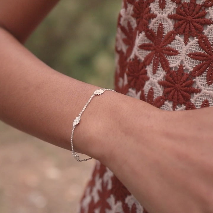 Daisy London Silver Triple Daisy Bracelet