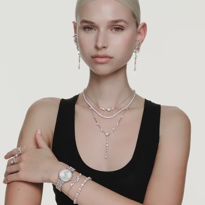 Swarovski Constella Round Cut Y Necklace Rhodium-Plated
