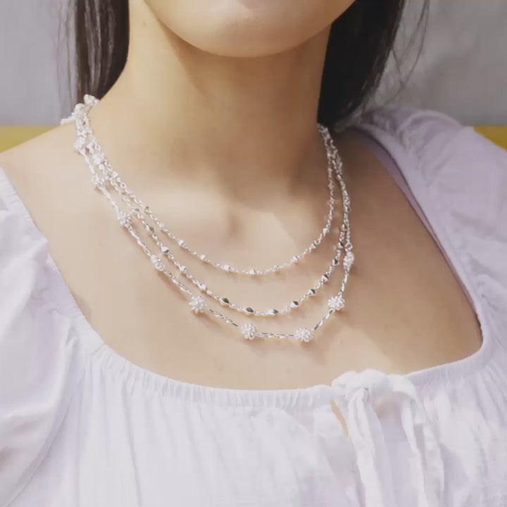 Daisy London Floral Twist Chain Necklace Silver Plate