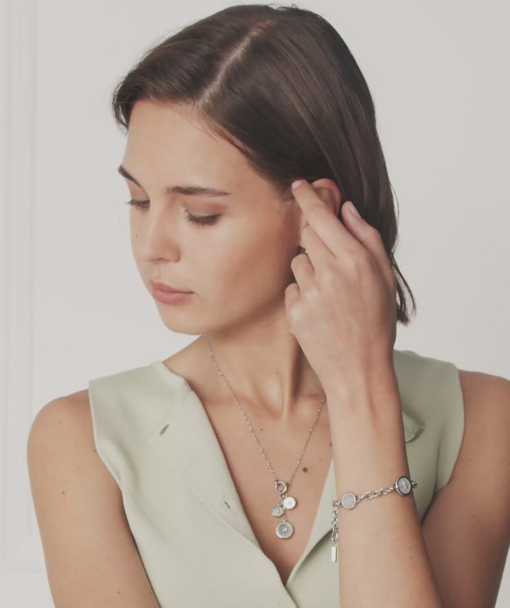 Olivia Burton Silver Bee Charm Hoop Earrings