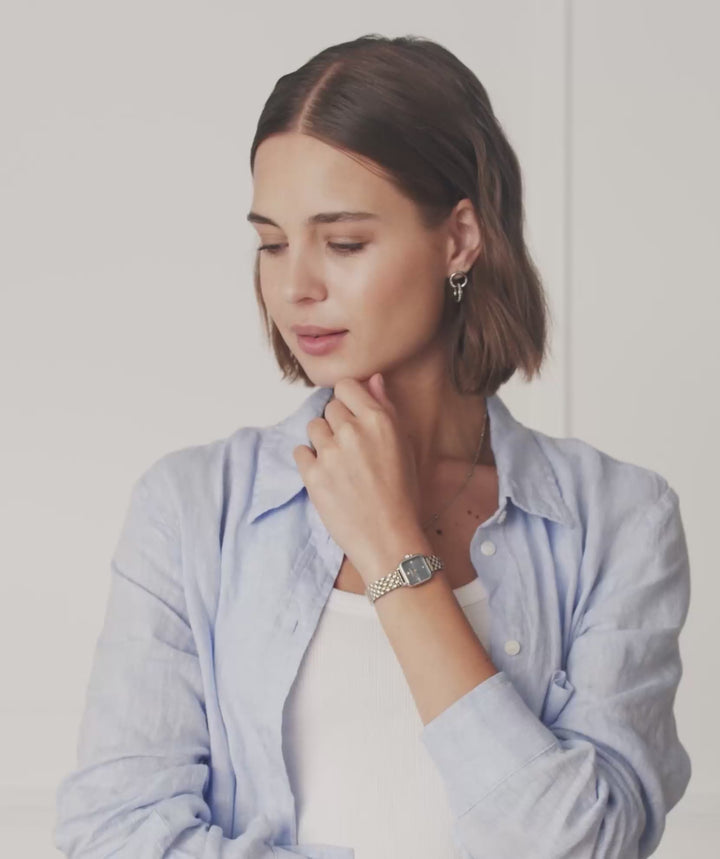 Olivia Burton Silver & Gold Grosvenor Mini Blue Dial watch