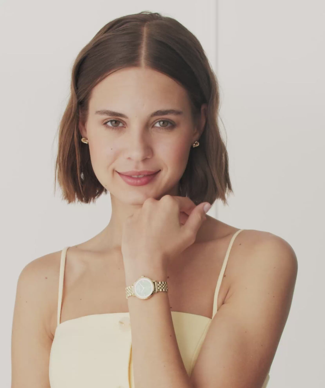 Olivia Burton Gold Ultra Slim Honeycomb Green Dial Watch