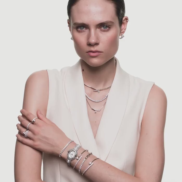 Swarovski Matrix Round Cut Hoop Earrings Rhodium-Plated