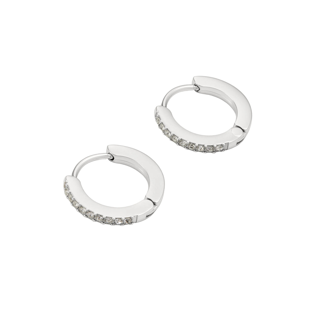 SK Trinket Tennis Huggie Earrings 13mm Small Hoop Style