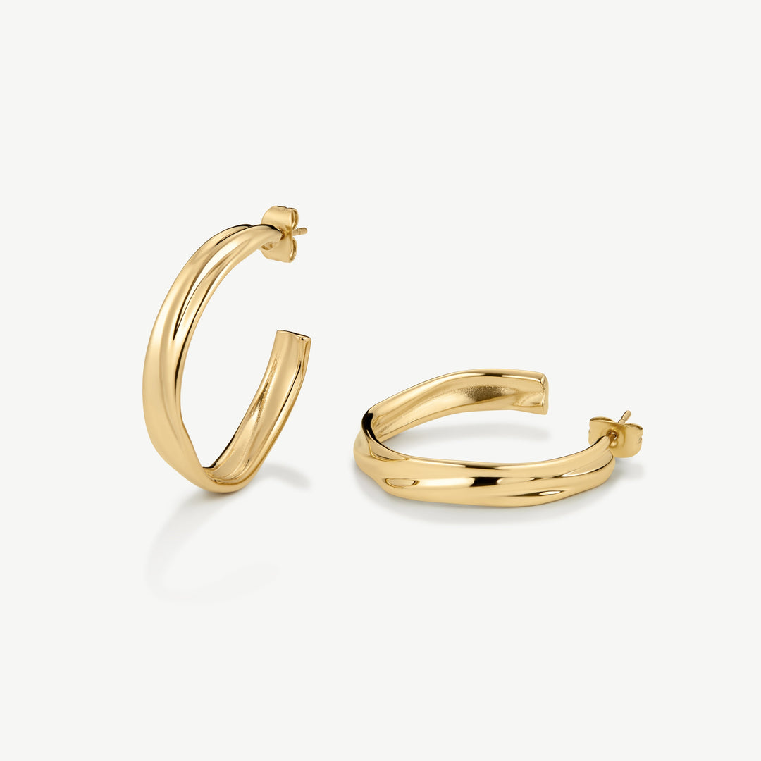 D.Louise Molten Medium Hoops Gold - Mococo