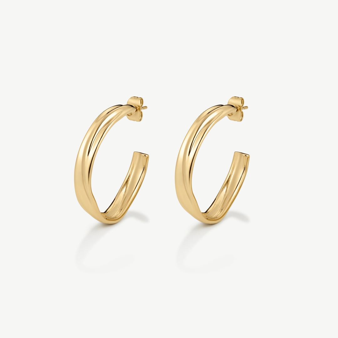 D.Louise Molten Medium Hoops Gold - Mococo