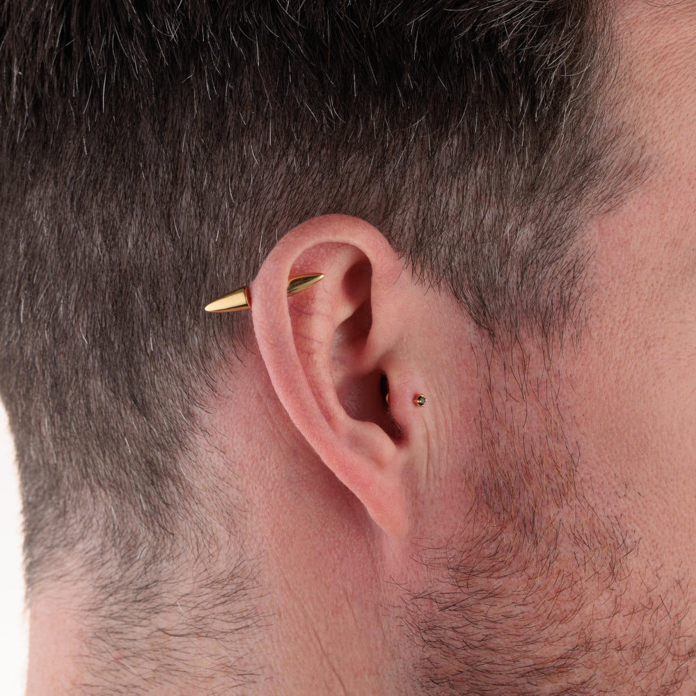 Scream Pretty Gold and Black Stone Single Flat Back Earrings image 3