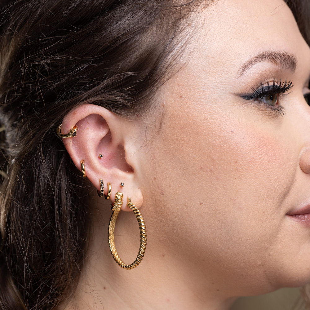 Scream Pretty Gold and Black Stone Single Flat Back Earrings image 4