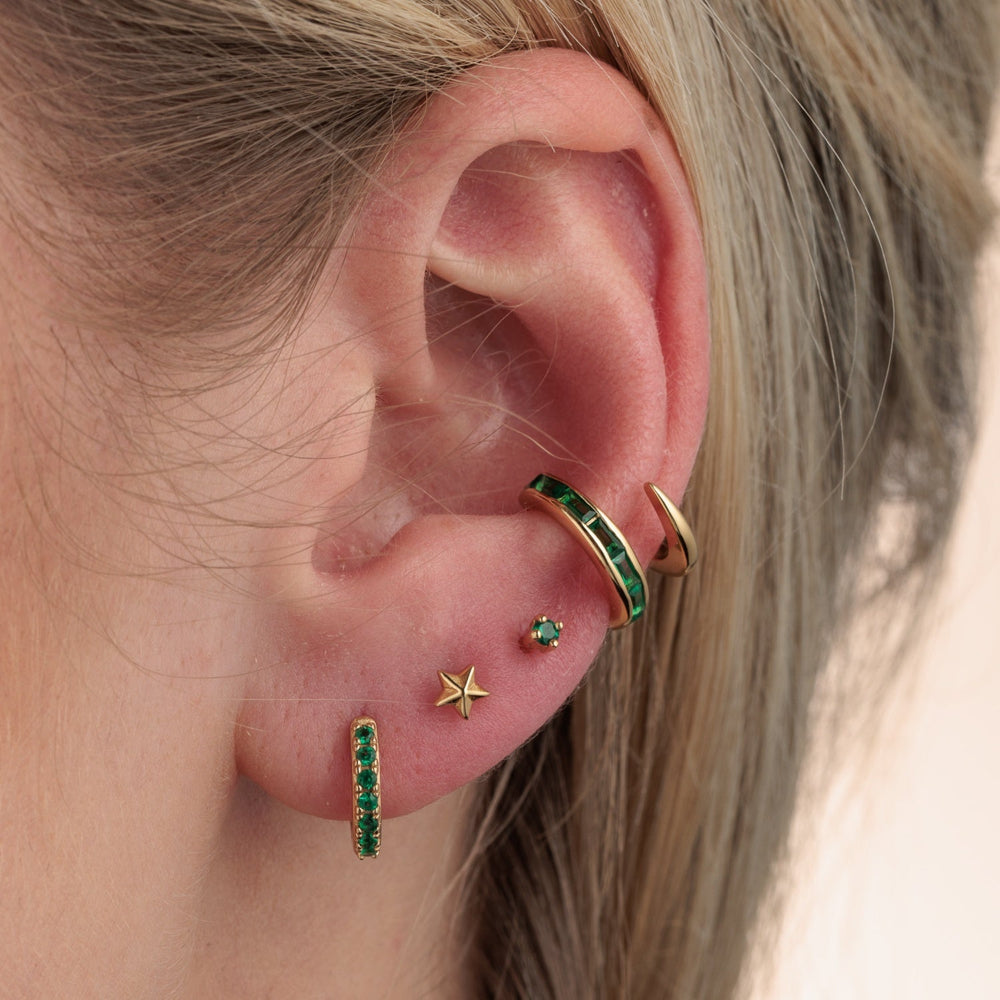 Scream Pretty Gold and Green Stone Single Flat Back Earrings image 2