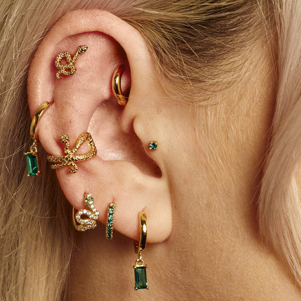 Scream Pretty Gold and Green Stone Single Flat Back Earrings image 3