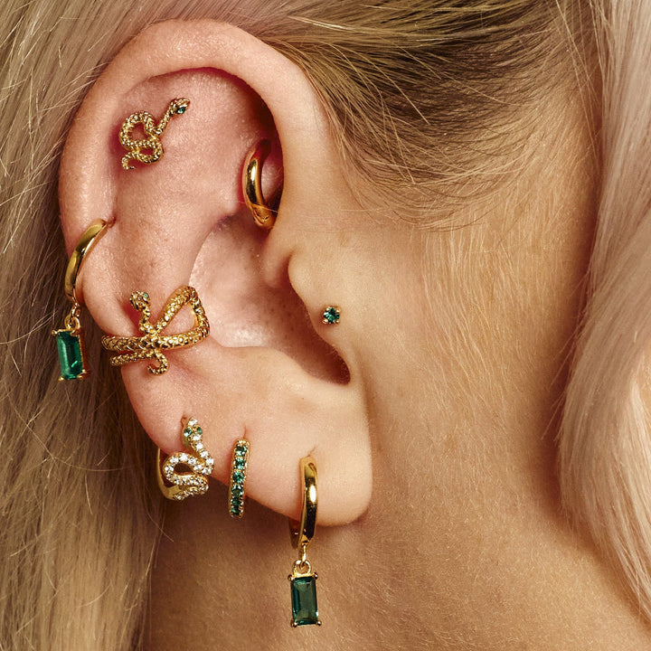 Scream Pretty Gold and Green Stone Single Flat Back Earrings image 3