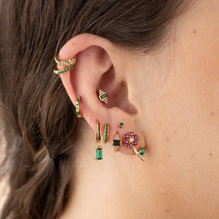 Scream Pretty Gold and Green Stone Single Flat Back Earrings image 4