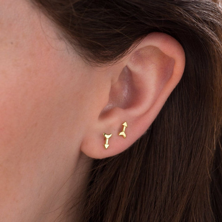 Scream Pretty Gold and Silver Arrow Stud Earrings image 2