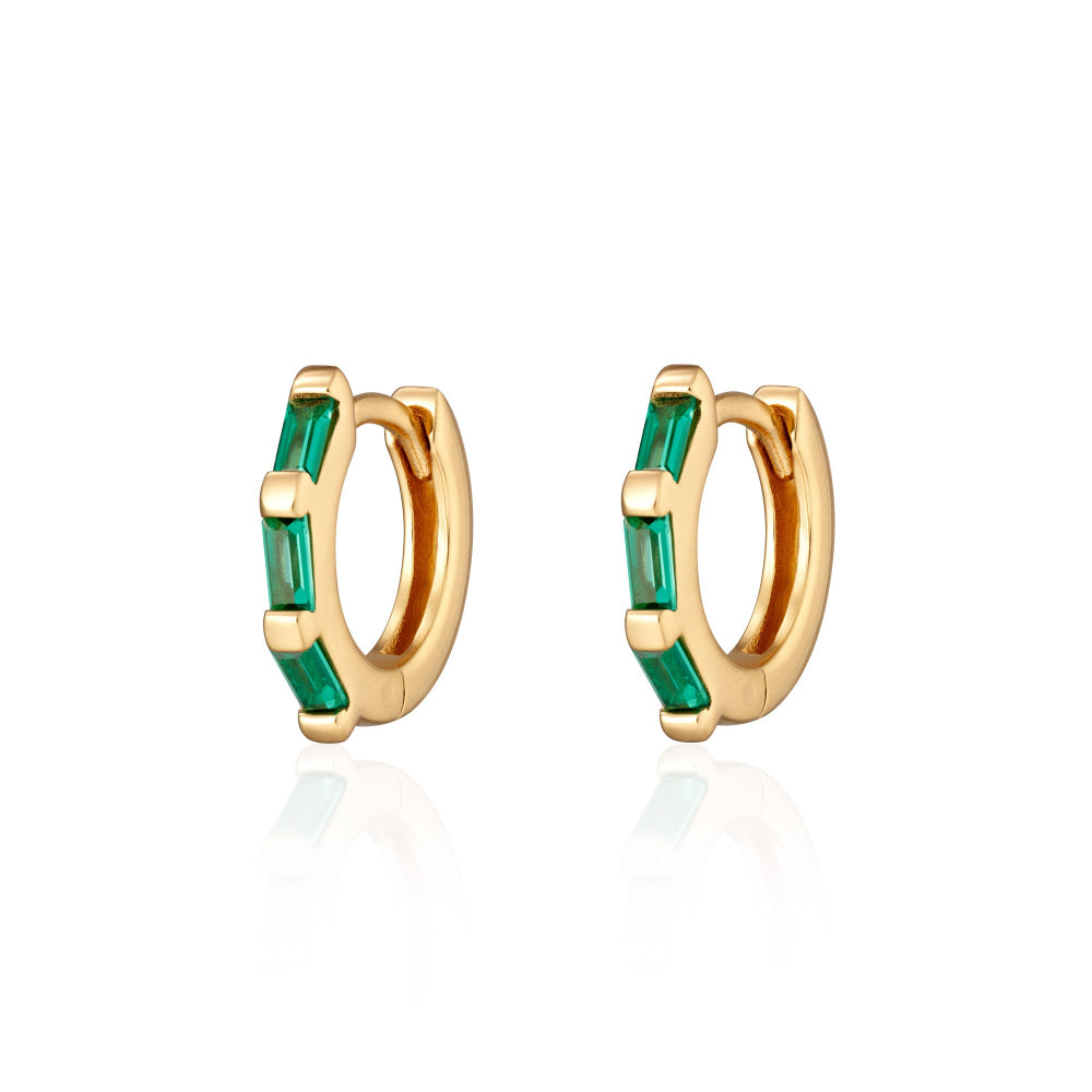 Scream Pretty Gold and Silver Baguette Huggie with Stones Earrings image