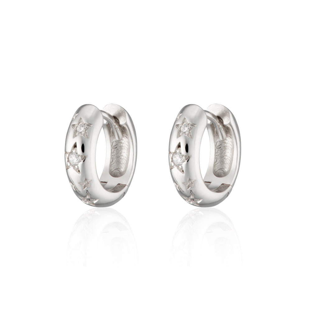 Scream Pretty Gold and Silver Celestial Chunky Huggie Hoop Earrings image