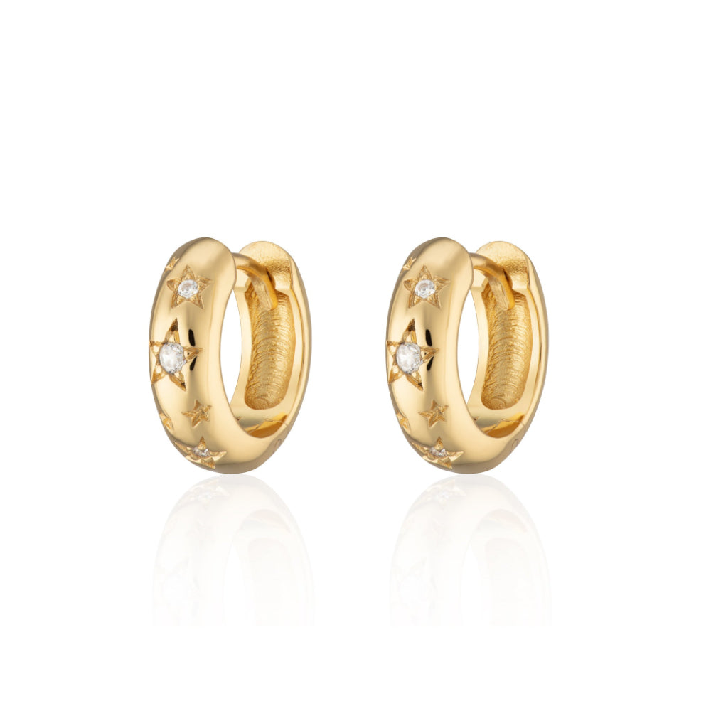 Scream Pretty Gold and Silver Celestial Chunky Huggie Hoop Earrings image 1