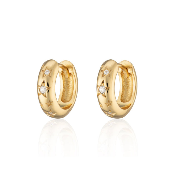 Scream Pretty Gold and Silver Celestial Chunky Huggie Hoop Earrings image 1