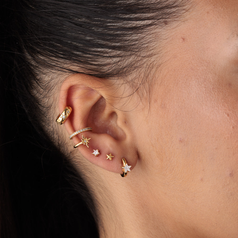 Scream Pretty Gold and Silver Celestial Chunky Huggie Hoop Earrings image 2