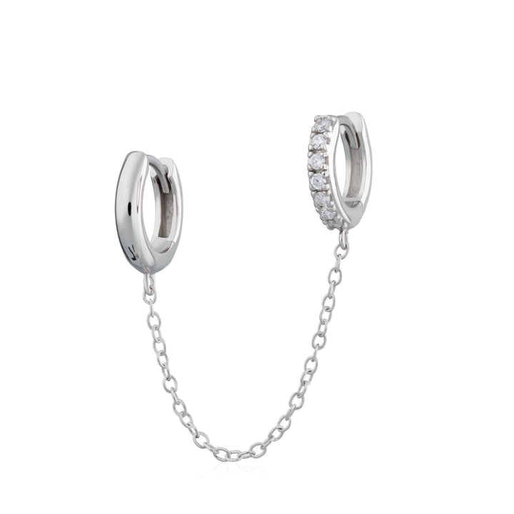 Scream Pretty Gold and Silver Chain Linked Mismatched Double Huggie Earrings image 1