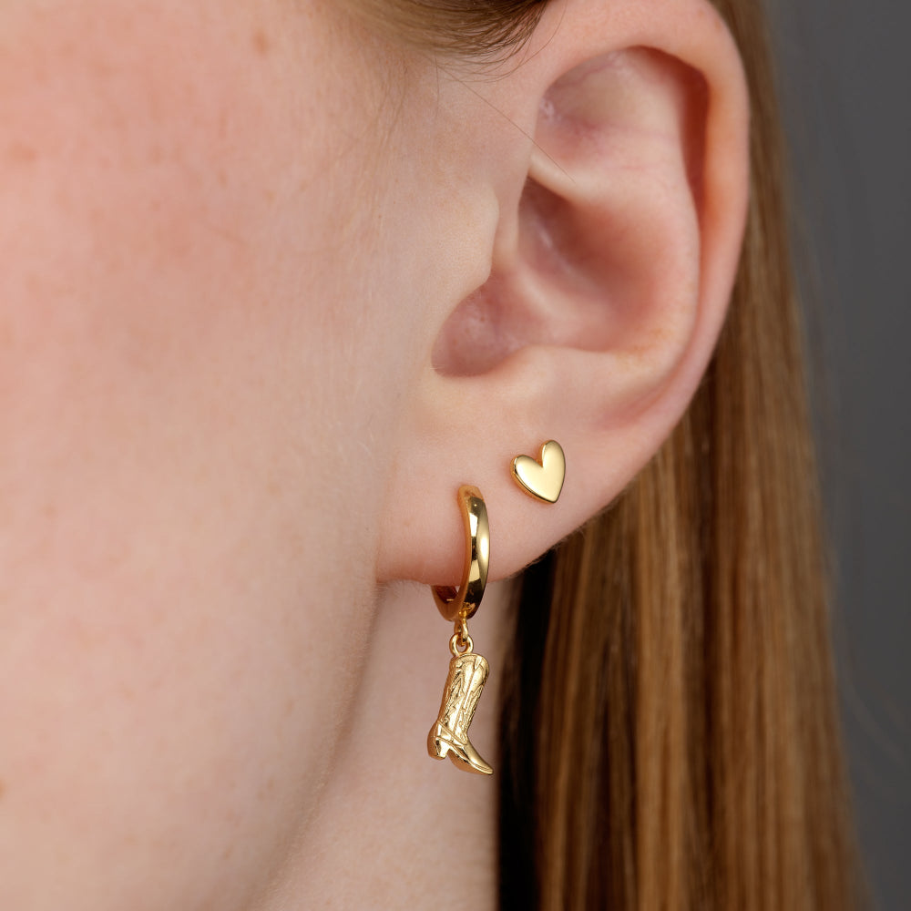 Scream Pretty Gold and Silver Cowboy Boot Charm Hoop Earrings image 2