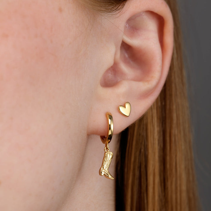 Scream Pretty Gold and Silver Cowboy Boot Charm Hoop Earrings image 2