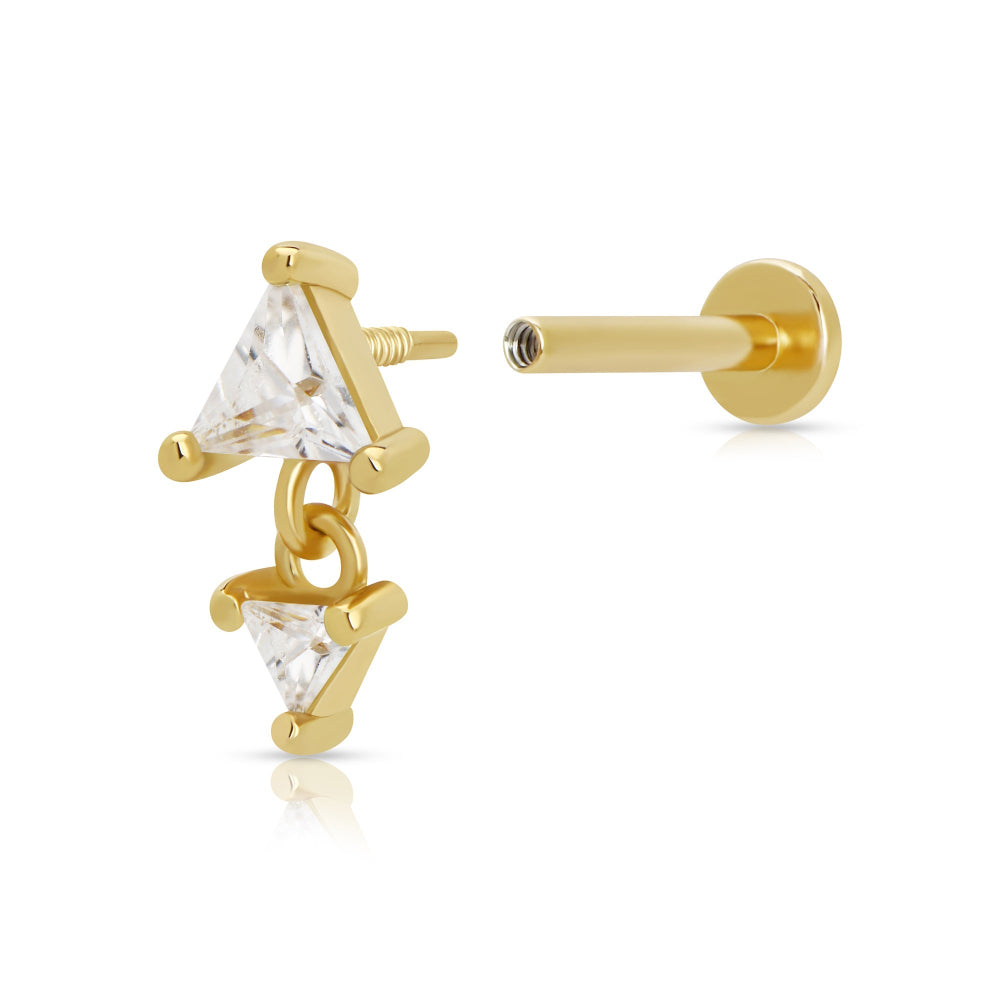Scream Pretty Gold and Silver Diamond Drop Single Flat Back Earrings image 2