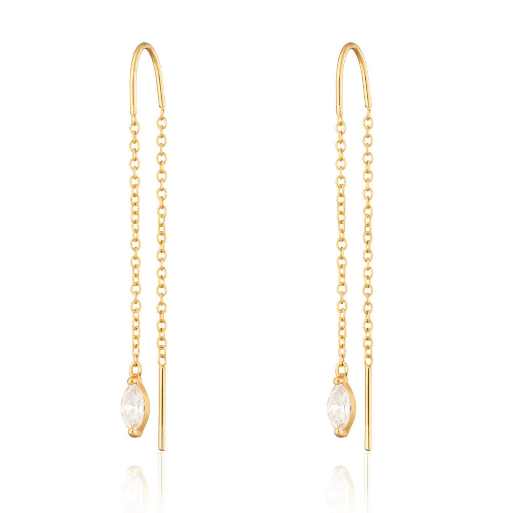 Scream Pretty Gold and Silver Droplet Crystal Threader Earrings image