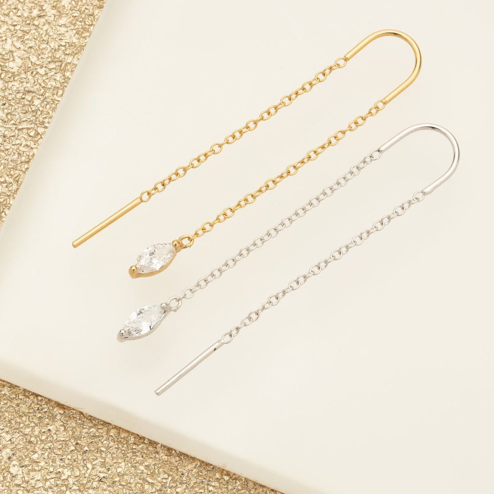 Scream Pretty Gold and Silver Droplet Crystal Threader Earrings image 2