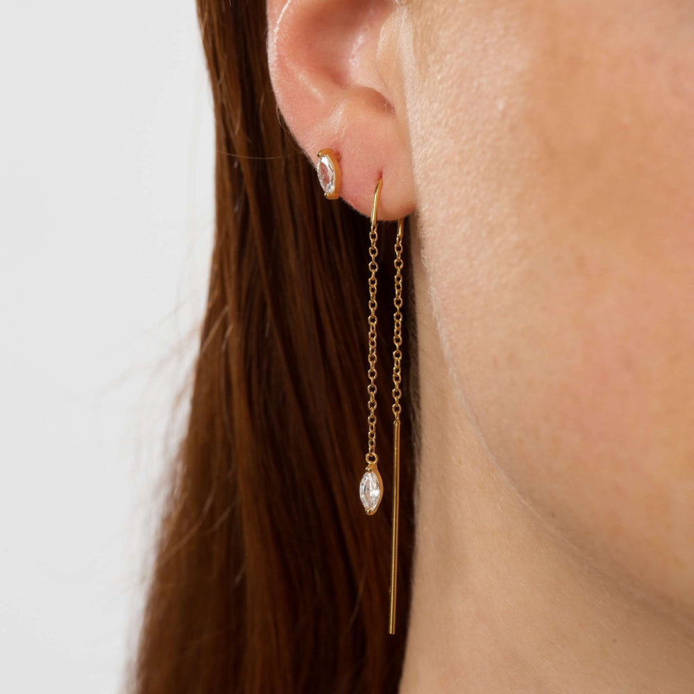 Scream Pretty Gold and Silver Droplet Crystal Threader Earrings image 1