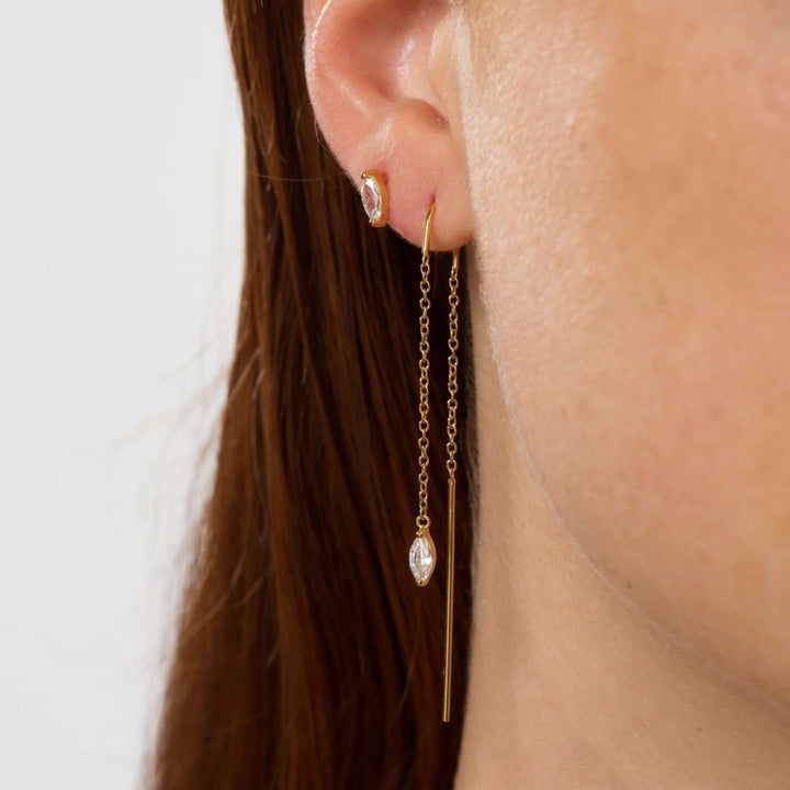 Scream Pretty Gold and Silver Droplet Crystal Threader Earrings image 1