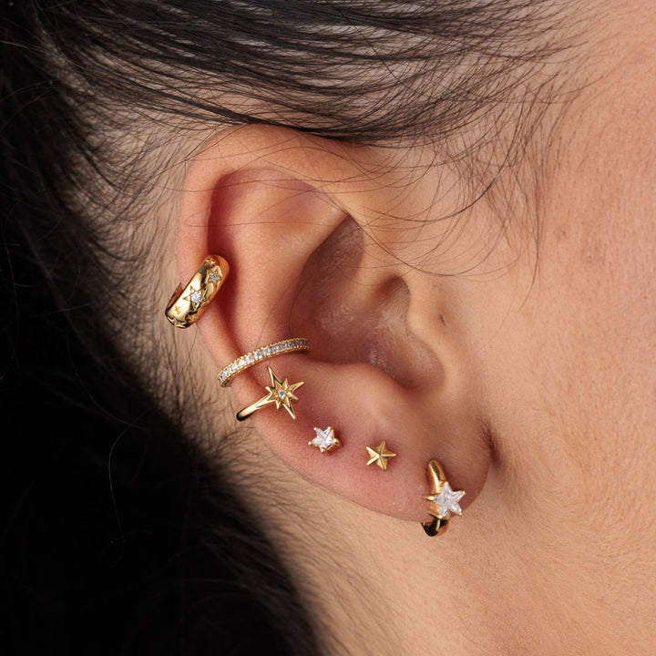 Scream Pretty Gold and Silver Faceted Star Single Flat Back Earrings image 4