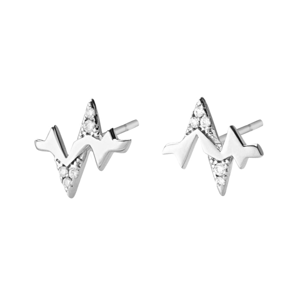 Scream Pretty Gold and Silver Heartbeat Stud Earrings image