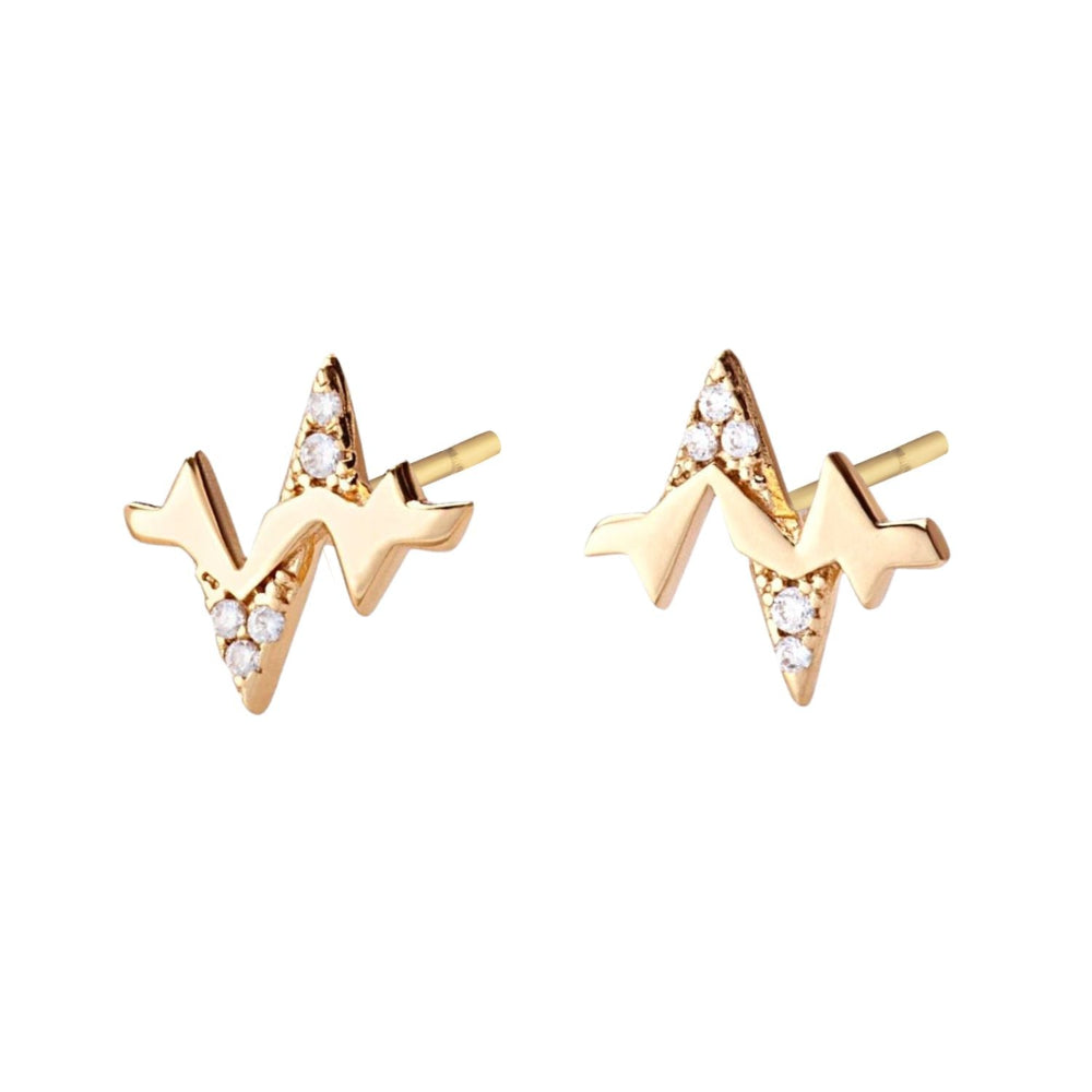 Scream Pretty Gold and Silver Heartbeat Stud Earrings image 1