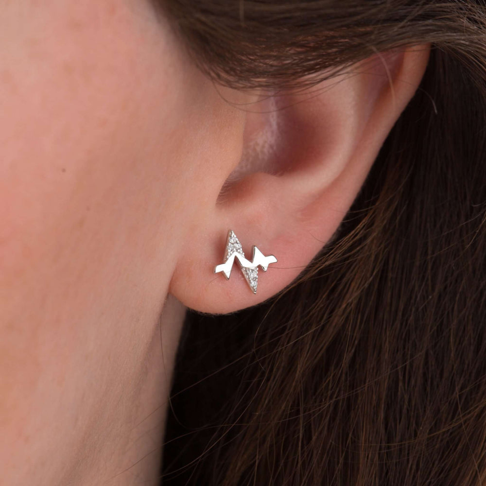 Scream Pretty Gold and Silver Heartbeat Stud Earrings image 2