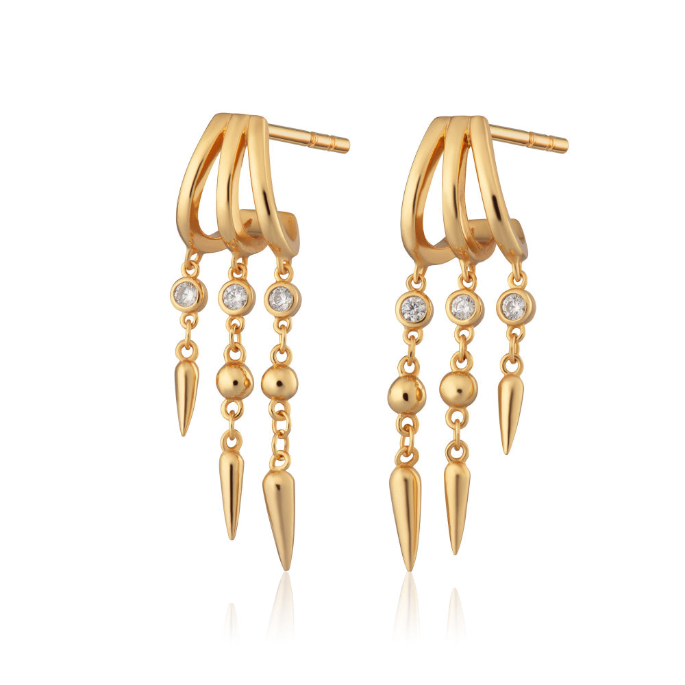 Scream Pretty Gold and Silver Illusion Claw Drop Hoop Earrings image