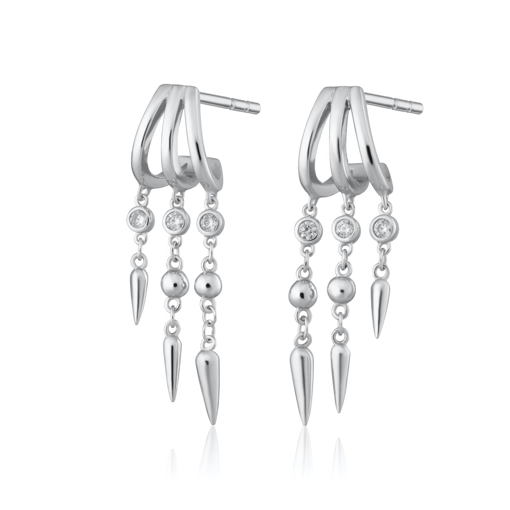 Scream Pretty Gold and Silver Illusion Claw Drop Hoop Earrings image 1