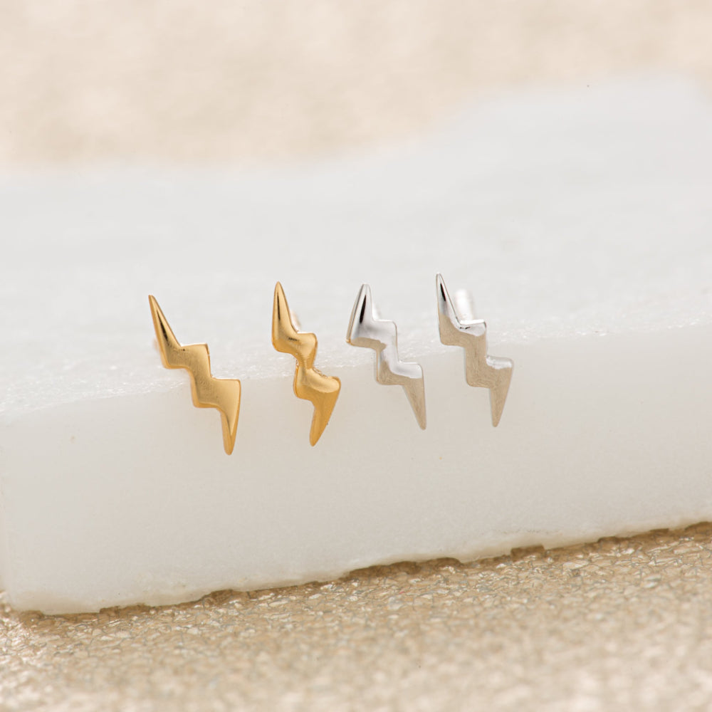 Scream Pretty Gold and Silver Lightning Stud Earrings image 2