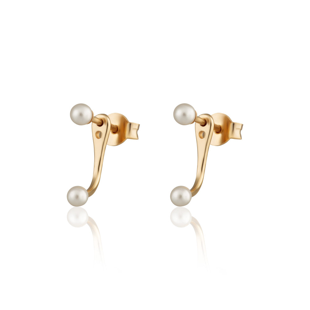 Scream Pretty Gold and Silver Pearl Dot Ear Jacket Stud Earrings image