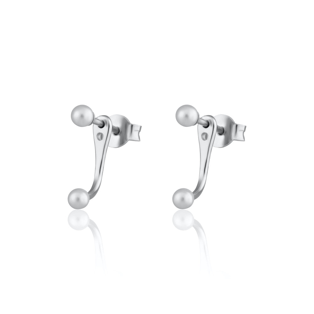 Scream Pretty Gold and Silver Pearl Dot Ear Jacket Stud Earrings image 1