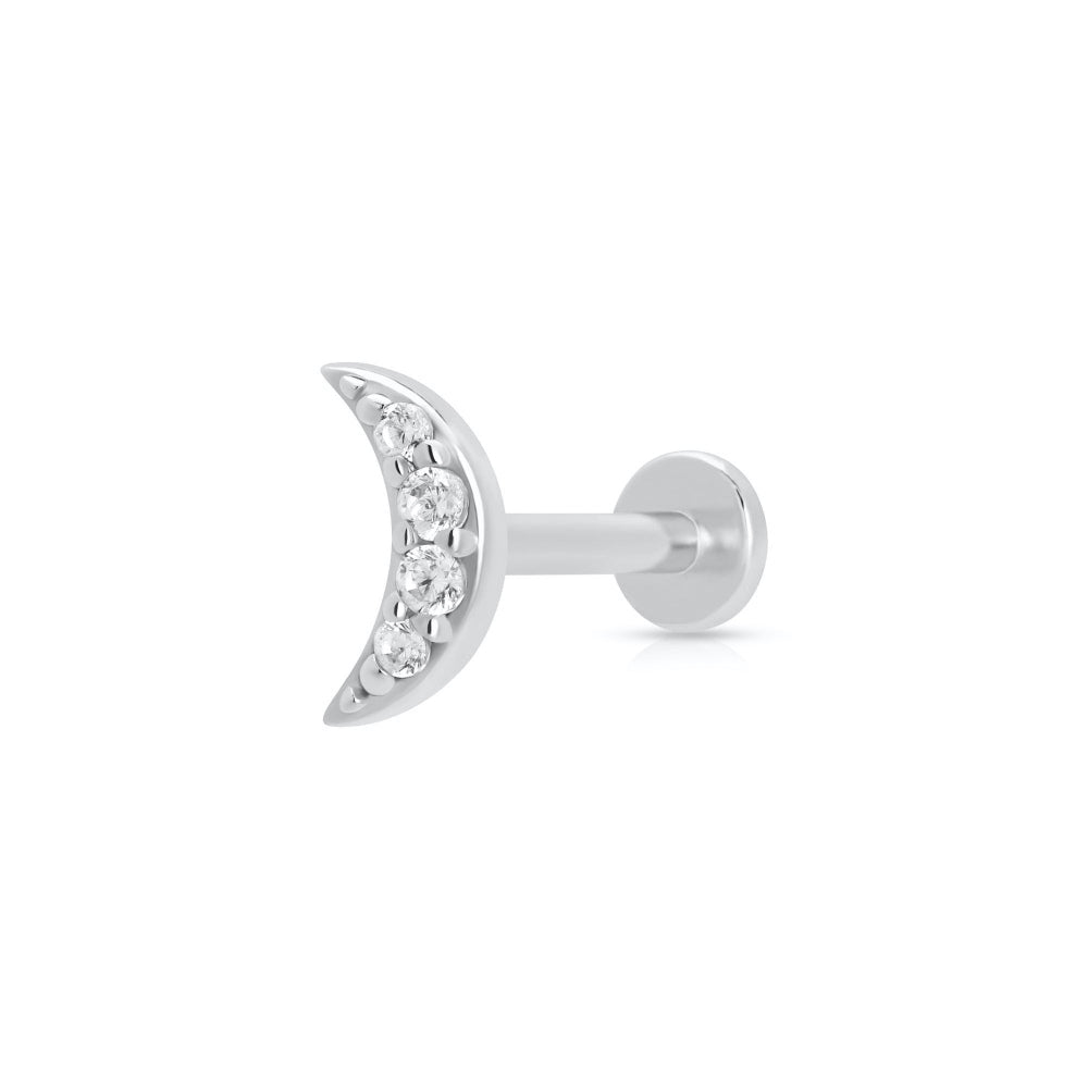 Scream Pretty Gold and Silver Sparkling Moon Single Flat Back Earrings image