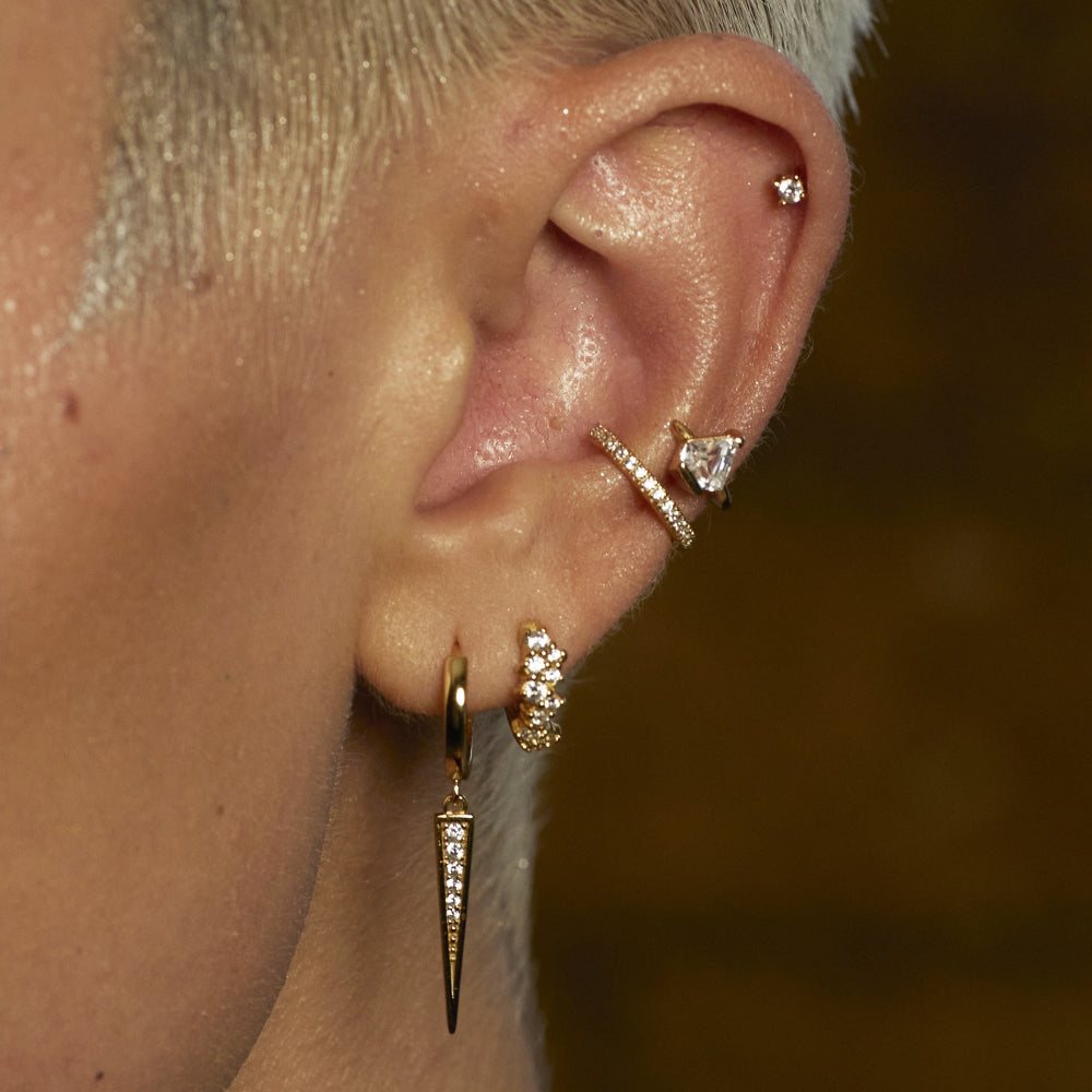 Scream Pretty Gold and Silver Sparkling Spike Hoop Earrings image 2