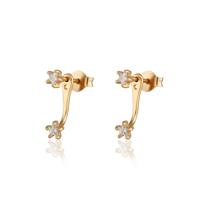 Scream Pretty Gold and Silver Sparkling Star Ear Jacket Stud Earrings image