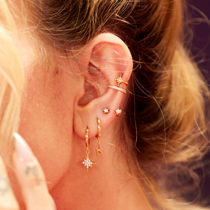 Scream Pretty Gold and Silver Sparkling Star Ear Jacket Stud Earrings image 3