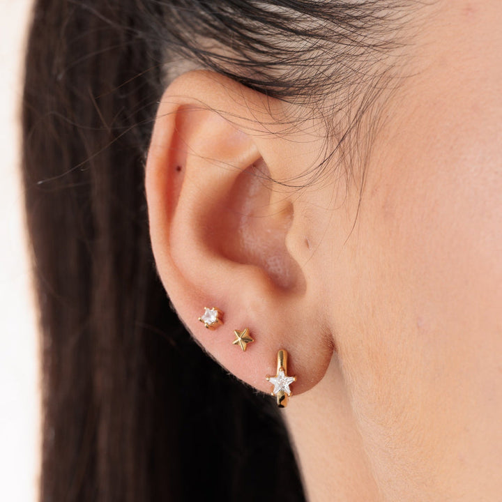 Scream Pretty Gold and Silver Sparkling Star Single Flat Back Earrings image 4