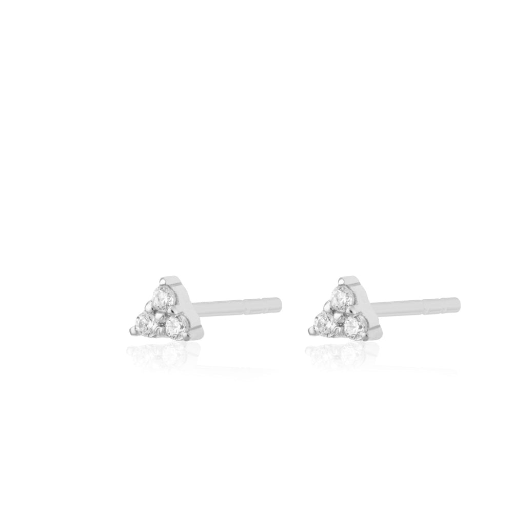 Scream Pretty Gold and Silver Sparkling Trinity Stud Earrings image 1