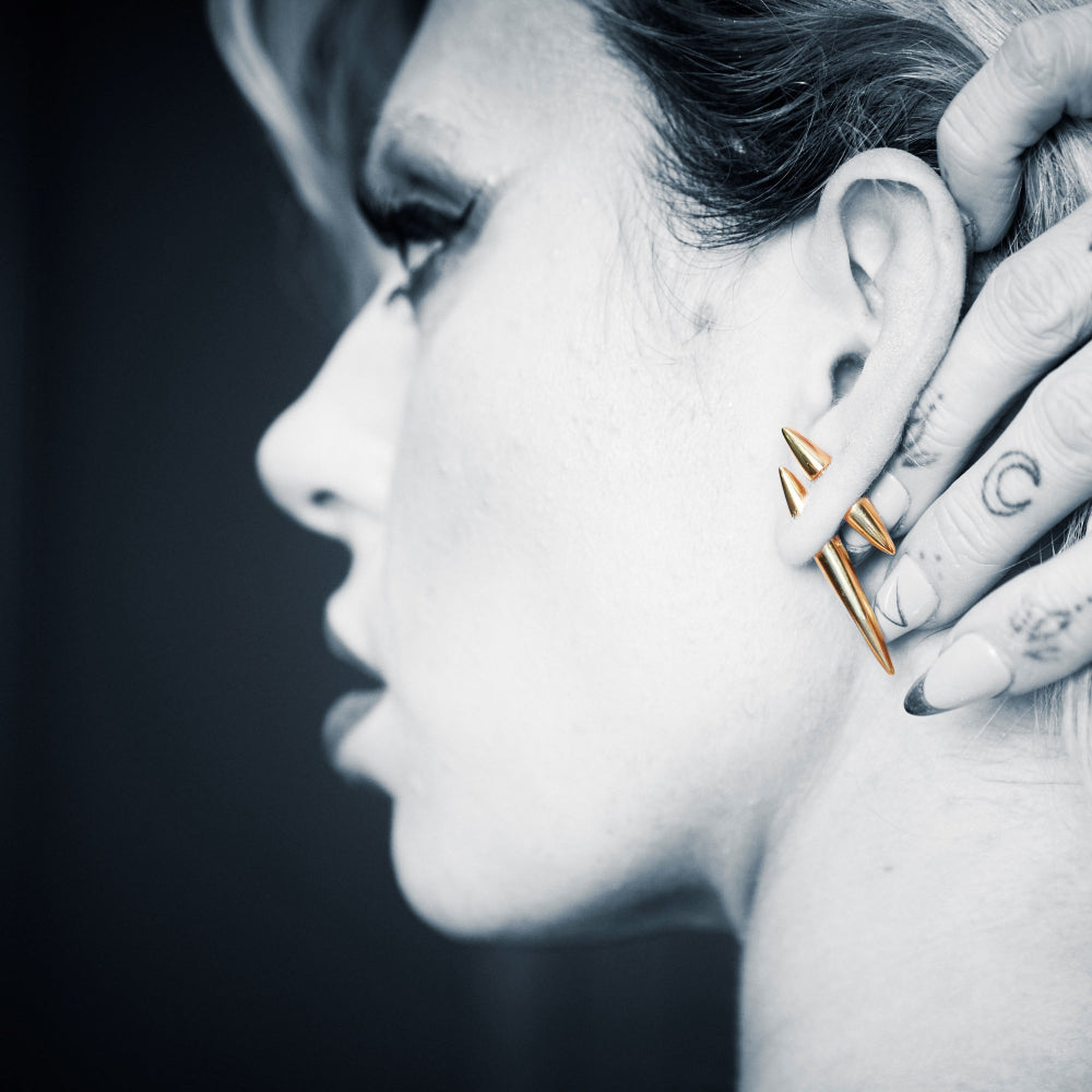 Scream Pretty Gold and Silver Spike Double Sided Stud Single Earrings image 6