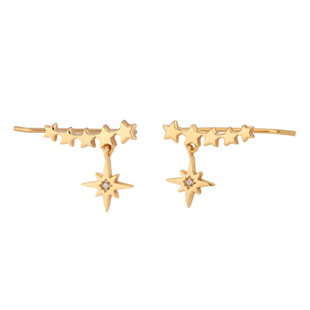 Scream Pretty Gold and Silver Starburst Ear Climber Earrings image