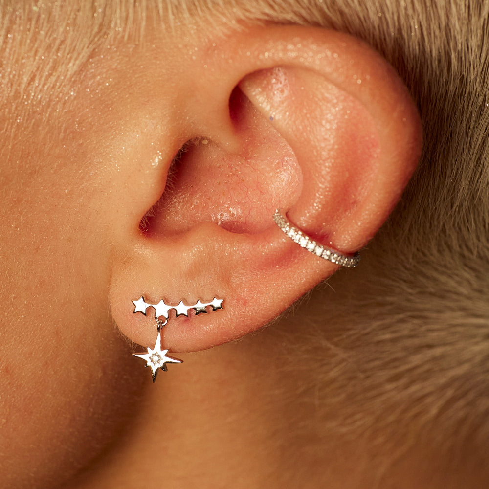 Scream Pretty Gold and Silver Starburst Ear Climber Earrings image 2