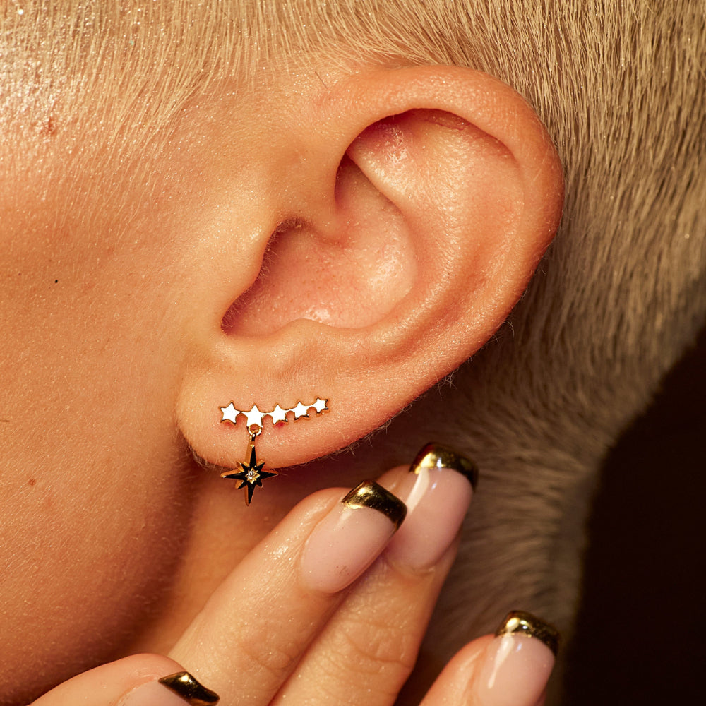 Scream Pretty Gold and Silver Starburst Ear Climber Earrings image 3