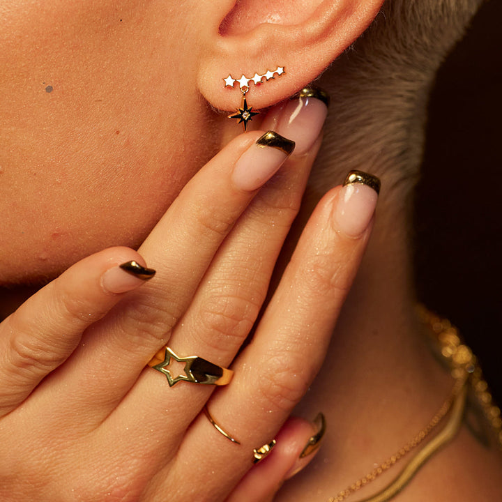 Scream Pretty Gold and Silver Starburst Ear Climber Earrings image 4